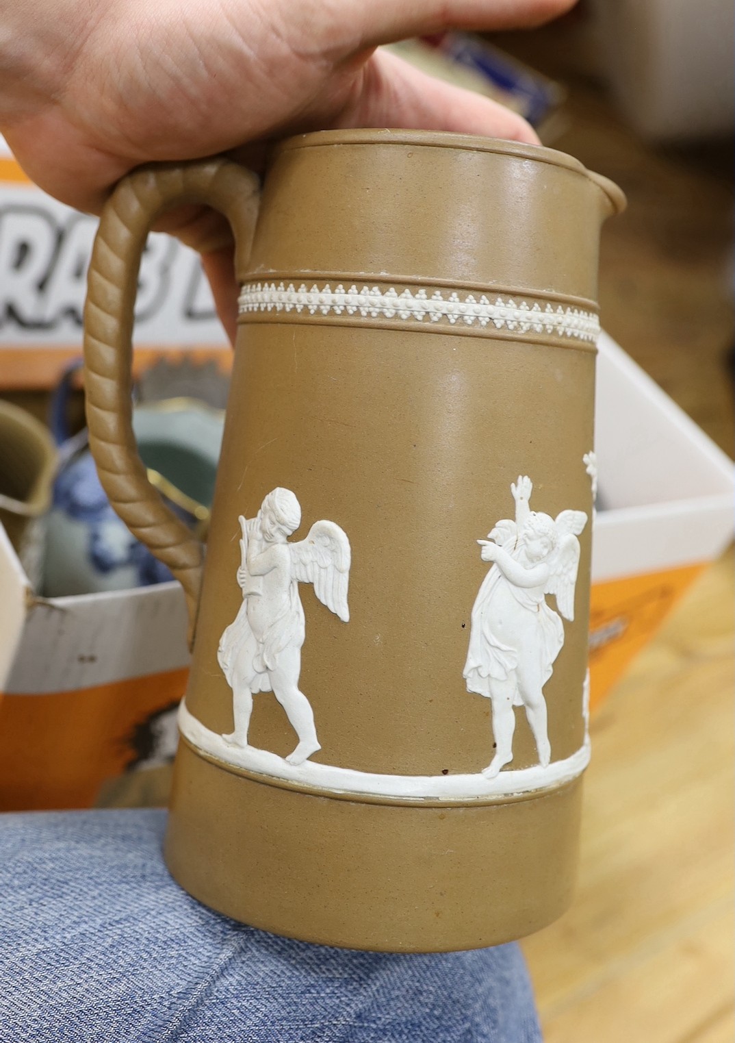 A group of various jugs, to include Copeland etc.